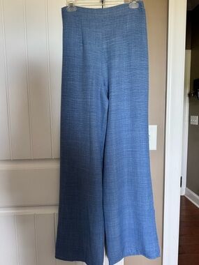 Timing Wide-Leg High Rise Slinky Dress Pants in Heathered Blue Small